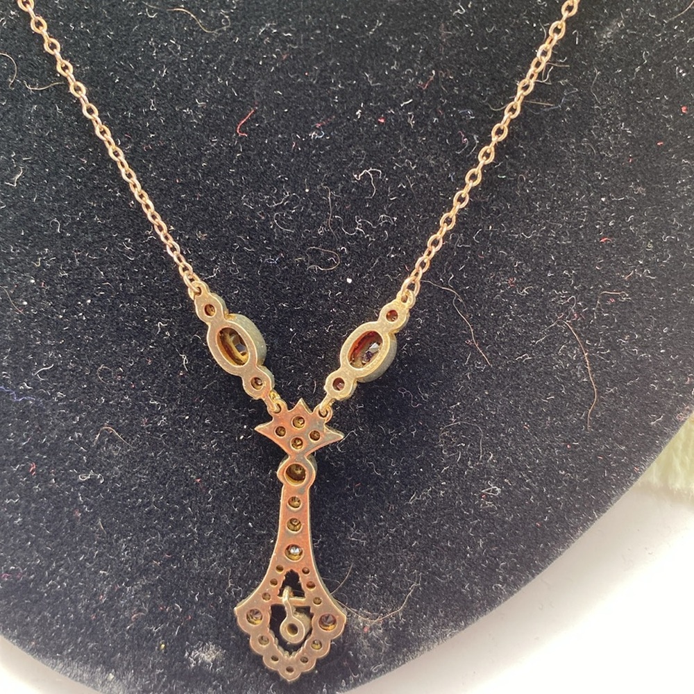 Vintage Sterling Garnet Necklace - Picture 3 of 6
